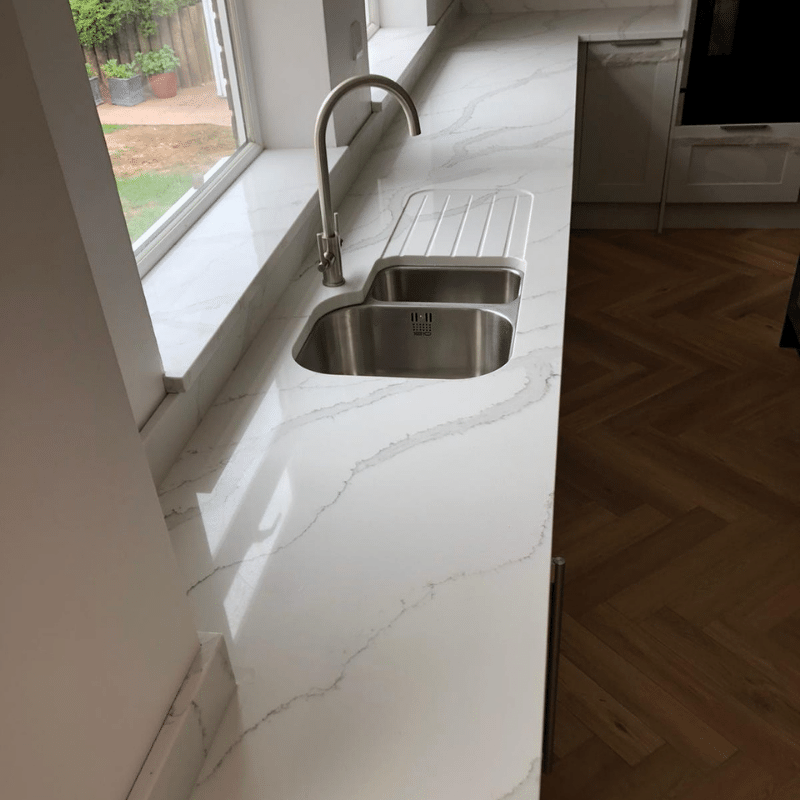 quartz worktop and sink